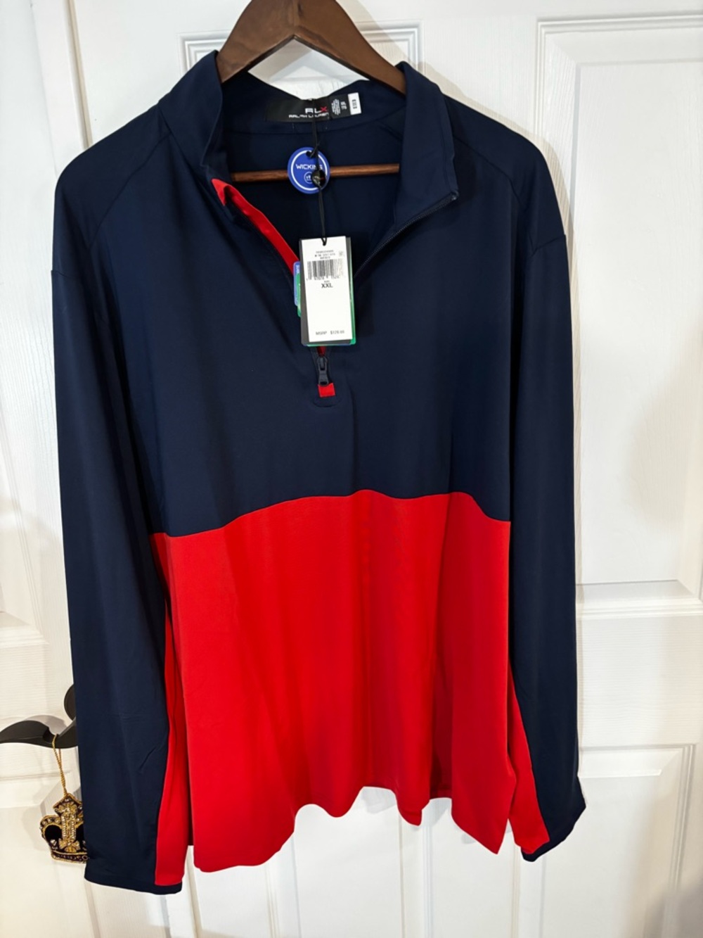 RLX Ralph Lauren Quarter-Zip Golf Performemce Pullover XXL - Navy & Red